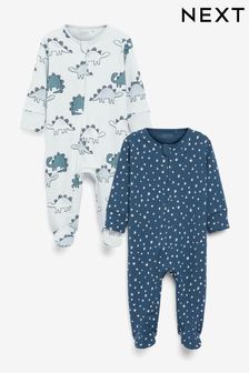 Blue Dinosaur 2 Pack Baby Sleepsuits (0mths-3yrs) (236421) | £15 - £19
