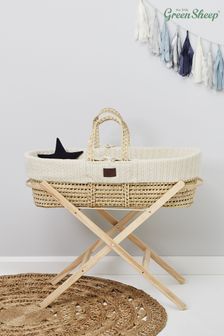 The Little Green Sheep Natural Knitted Moses Basket and Mattress (236726) | £119