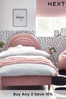Opulent Velvet Blush Pink Rainbow Kids Upholstered Bed Bed Frame (237749) | £450 - £599