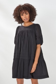 plain black cotton dress