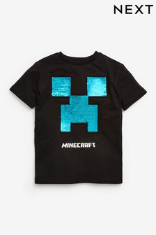Black Minecraft Flippy Sequin License T-Shirt (3-16yrs) (238926) | £13 - £18