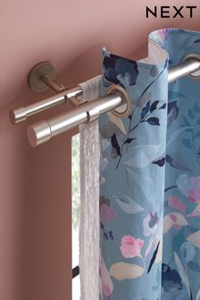 Brushed Silver Extendable Double Curtain & Voile Pole Kit (239037) | £45 - £65
