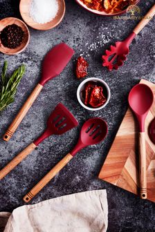 Barbary & Oak 5 Piece Red Silicone Utensil Set