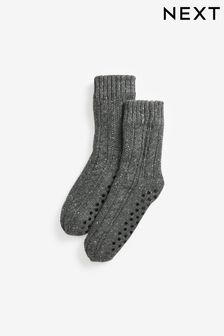 Grey Cable Knit JuzsportsShops Slipper Socks (240588) | £18