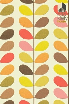 Orla Kiely Orange Multi Stem Wallpaper Wallpaper