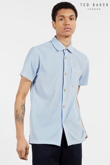Ted Baker Blue Ramenn Vertical Stripe Jersey Shirt