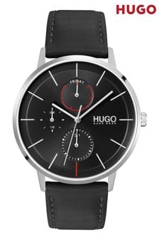 HUGO Exist Leather Strap Black Watch