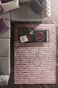 Origins Blush Pink Carved Glamour Hand Woven Rug
