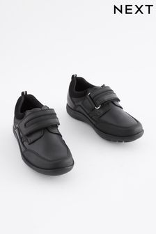 Black Narrow Fit (E) School Leather Single Strap Shoes (244885) | £28 - £41