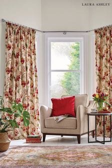 Laura Ashley Cranberry Red Gosford Pencil Pleat Lined Curtains (246488) | £60 - £120