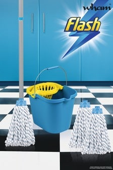 Wham Blue Flash Duo Mop With 2 Mop Head Refills And Flash Mop Bucket