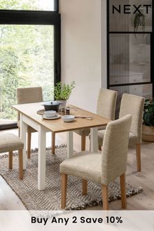 Classic Cream Malvern Oak Effect 4 to 6 Seater Extending Dining Table (247919) | £250