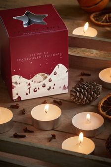 24 Pack Red Festive Spice Scented Tealights (248131) | £5