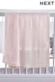 Pink Kids Organic Cotton Lightweight Cellular Blanket Width: 75cm x Length: 95cm (248477) | £12