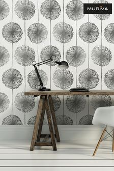 Muriva Silver Dandelion Wallpaper Wallpaper