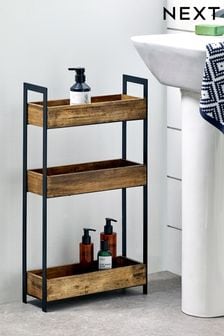 Slim Bathroom Cabinets Free Standing,Storage Unit Waterproof with 2X PP Wicker Baskets,for Living Room,Bathroom,Kitchen 
