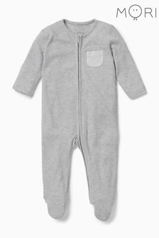 MORI Grey Zip-Up Sleepsuit