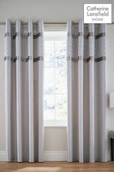 Catherine Lansfield Silver Sequin Cluster Eyelet Curtains
