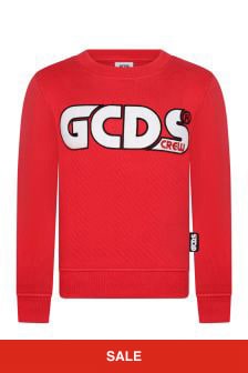 GCDS Mini Kids Red Cotton Sweatshirt