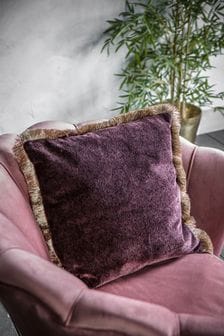 Gallery Home Purple Velvet Fringed Two Tone Cushion