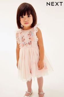 Girls White Yellow Blue and Pink Party Dress 4 5 6 7 8 Years 