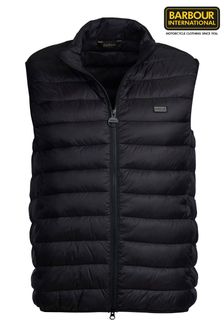 Barbour® International Black & Navy Blue Reed Puffer Quilted Gilet