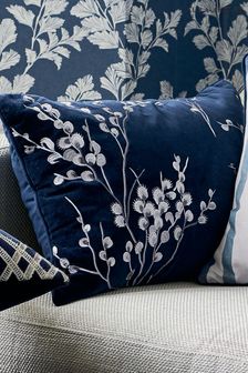 Midnight Blue Rectangle Pussy Willow Cushion