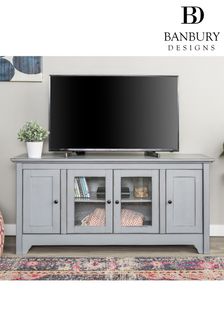 Banbury Designs Antique Grey 52 Transitional Wood Glass TV Stand