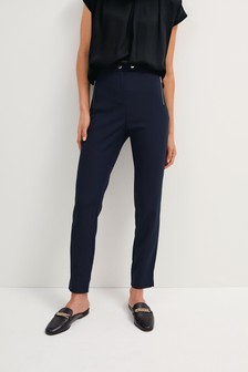 Navy Elastic Back Skinny Zip Detail dress Trousers (255330) | £38