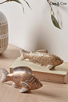 Cox & Cox Set of 2 Gold Gilded Fish Ornaments