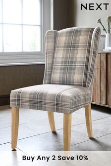 Versatile Check Nevis Grey Sherlock Dining Natural Legs Chair (257835) | £225