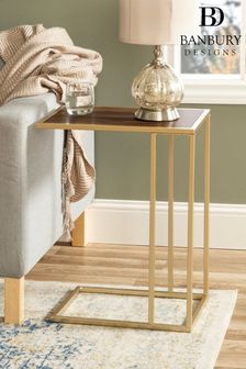 Banbury Designs Walnut/ Gold Modern End Table  Dar (259112) | £90