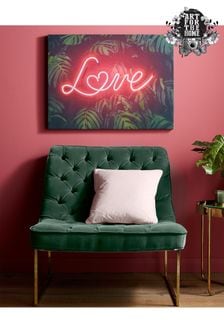 Art For The Home Green Tropical Neon Love Wall Art