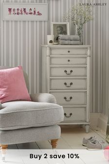 Clifton Dove Grey 6 Drawer Tall Chest by Laura Ashley