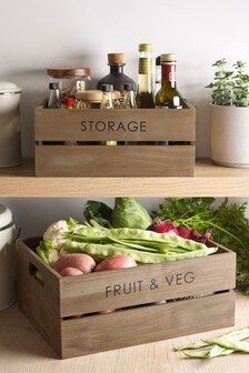 Set of 2 Natural Wooden Vegetable Baskets