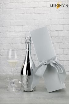 Le Bon Vin White Gold Sparkling Wine In Silver Bow Gift Set