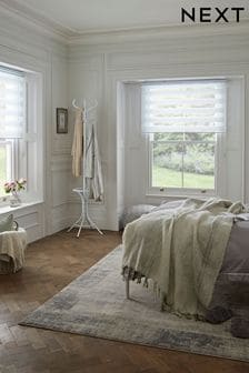 White Ready Made Woven Day And Night Zebra Roller Blinds (263269) | £32 - £42