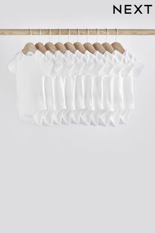 White Essential White 10 Pack Essential Baby Short Sleeve Bodysuits (263726) | £18 - £22