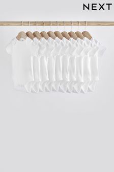 White Essential White 10 Pack Essential Baby Short Sleeve Bodysuits (263726) | £18 - £22
