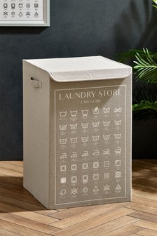 Grey Wash Symbols Laundry Hamper
