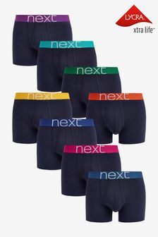 Navy Bright Waistband A-Front Boxers 8 Pack (265442) | £40