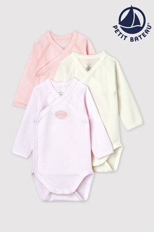 Petit Bateau Pink Bodysuits 3 Pack