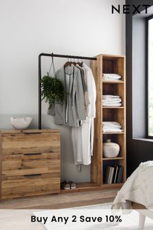 Dark Bronx Oak Effect Chest of Drawers with Hanging Rail and Shelving