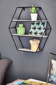 Black Hexagon Wire Shelf