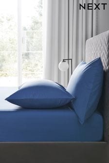 Blue Easy Care Polycotton Fitted Sheet