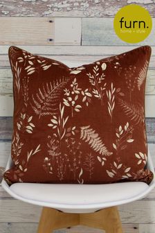 furn. Brick Red Fearne Botanical Polyester Filled Cushion