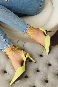 lime green shoes and matching bag