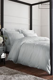 Bianca Silver Luxury 800 Thread Count Cotton Sateen Duvet Cover and Pillowcase Set