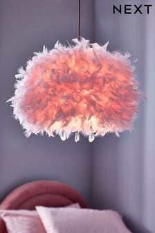 Girls Bedroom Nursery Pink Violet Hearts Ceiling Light Shade Pendant Chandelier 