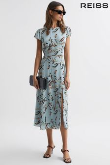 Reiss Sage Livia Printed Cut Out Back Midi Dress (270062) | £168
